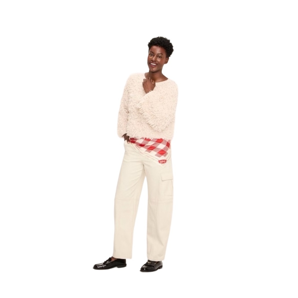 Woolrich × Target Women's Mid-Rise Barrel Leg Cargo Denim Pants Cream Sizes 2-12 - Picture 1 of 15